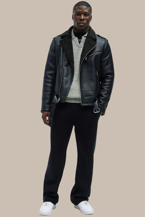 Head Faux Leather Jacket