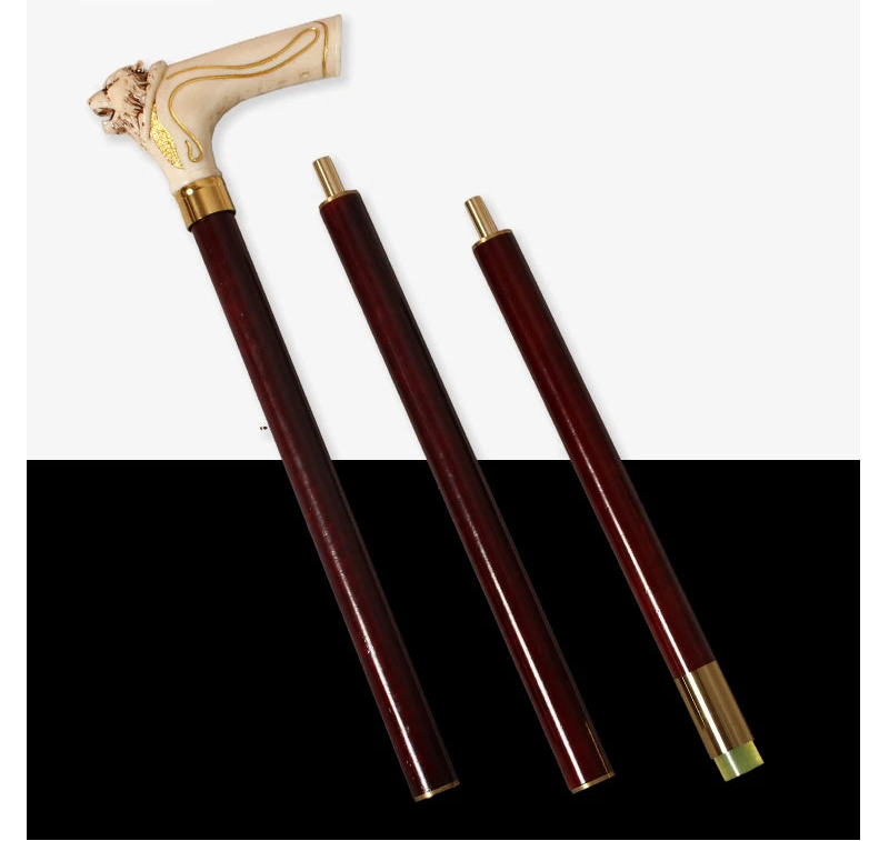 Tiger Head Wooden Walking Cane
