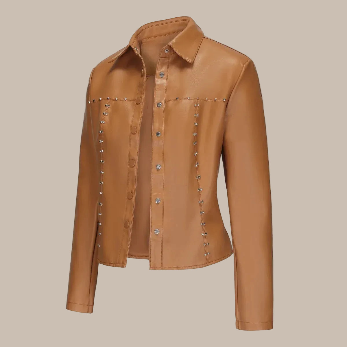 Stylish Rivet Leather Jacket