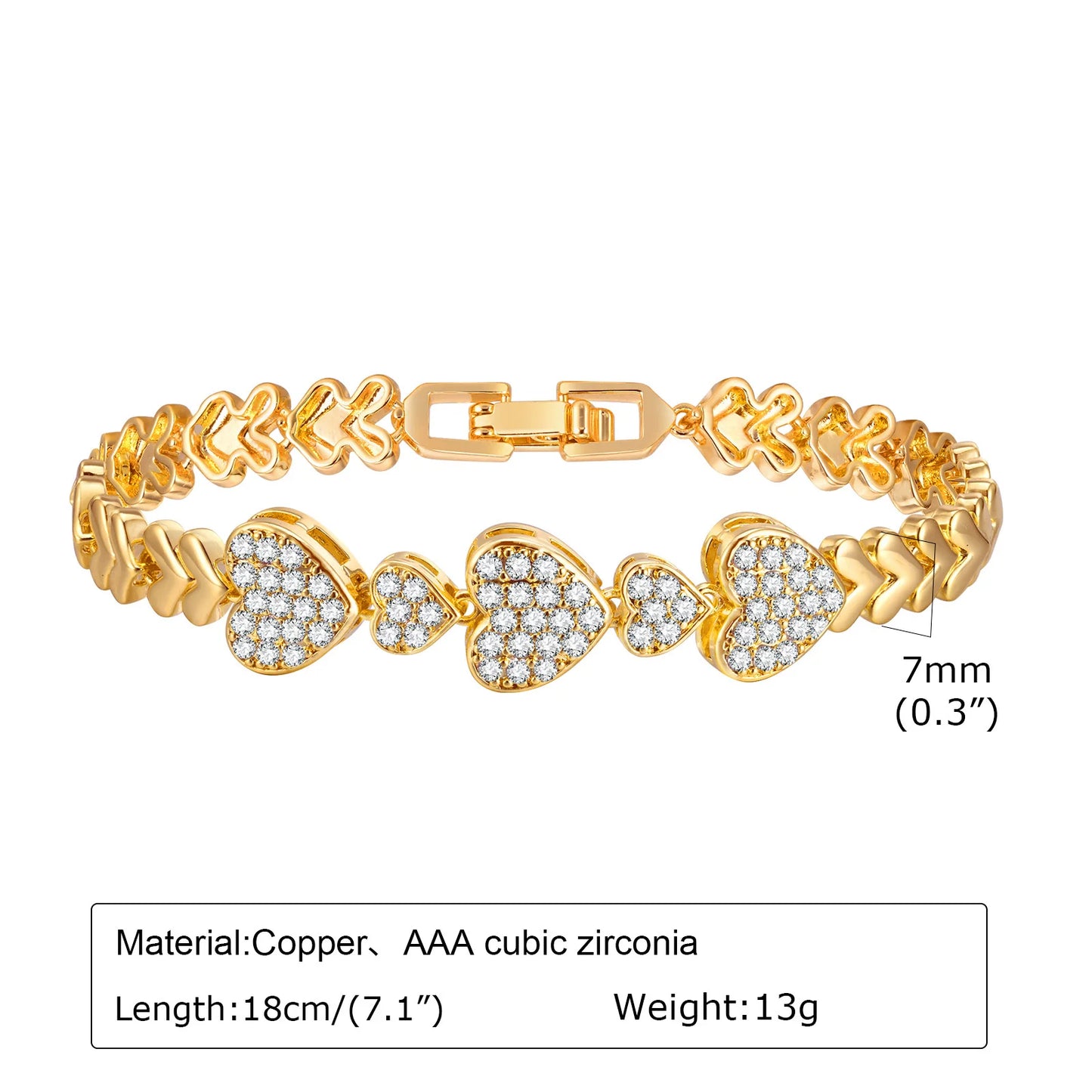 CZ Love Charm Chain Bracelet