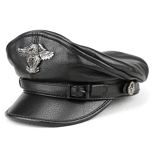 Retro Military Leather Cap