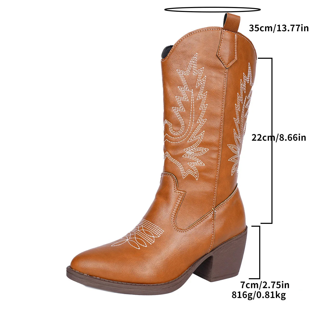 Pointed Toe Mid Heel Boots
