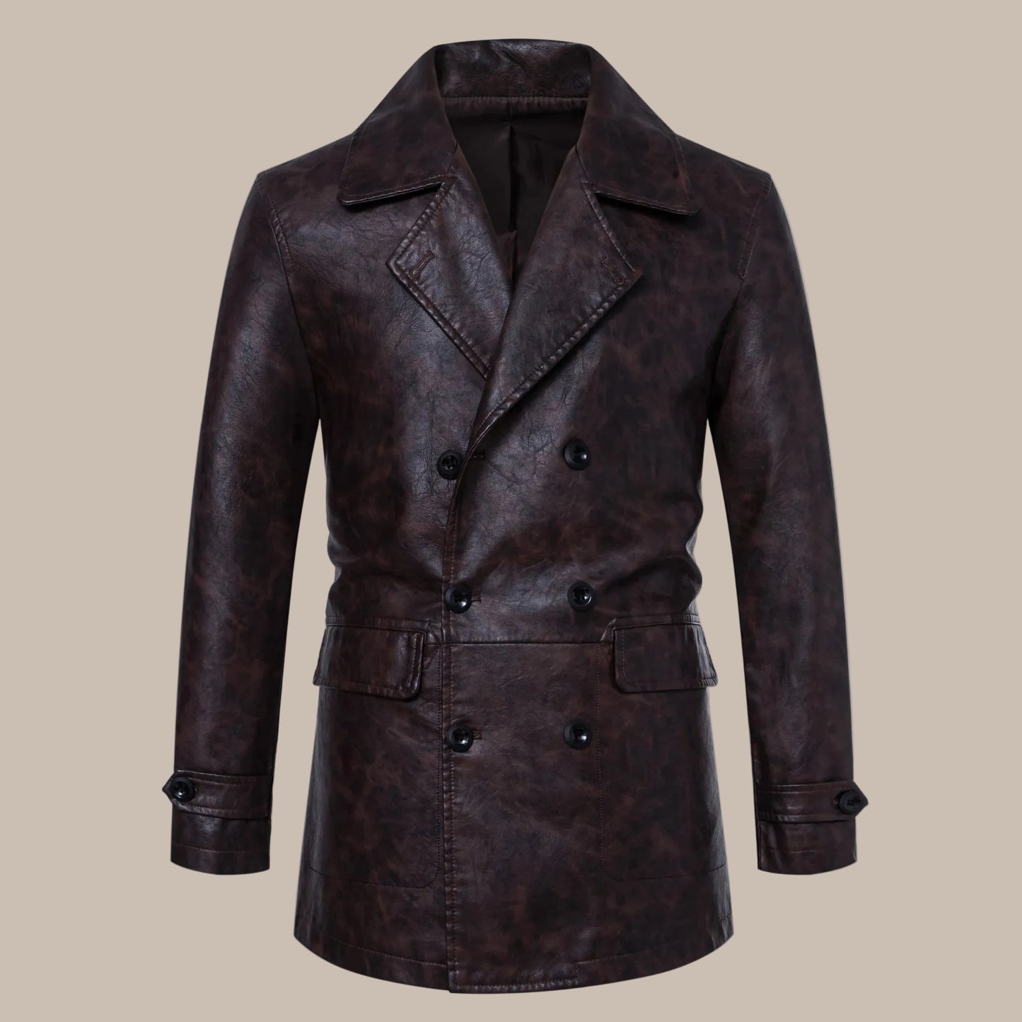 Men’s Mid-Length Leather Coat