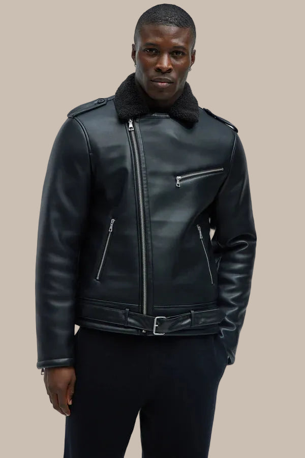 Head Faux Leather Jacket