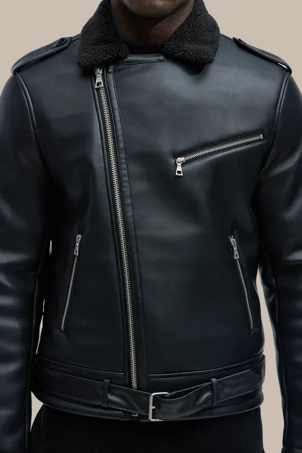 Head Faux Leather Jacket