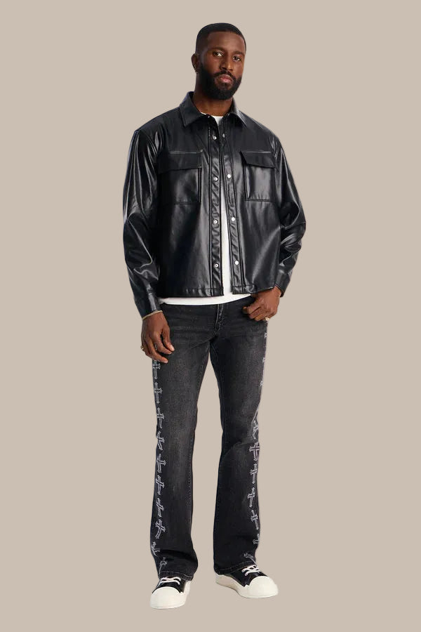 Luxury Living Faux Leather Overshirt