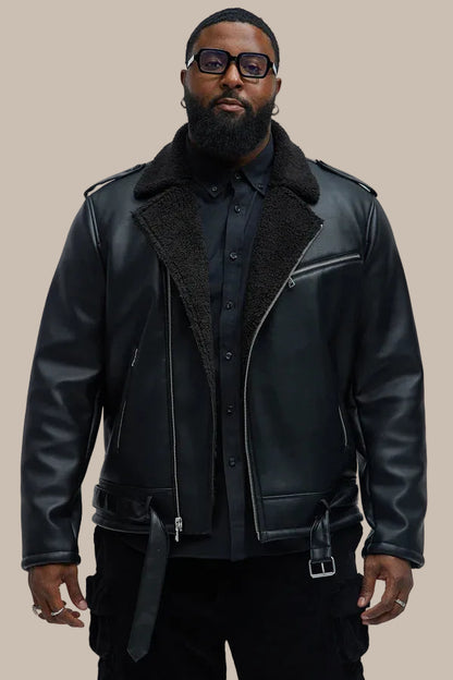 Head Faux Leather Jacket