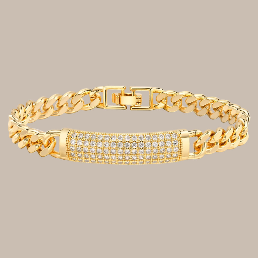 CZ Charm Cuban Chain Bracelet