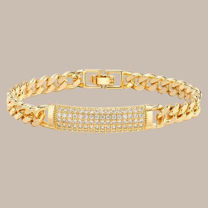 CZ Charm Cuban Chain Bracelet