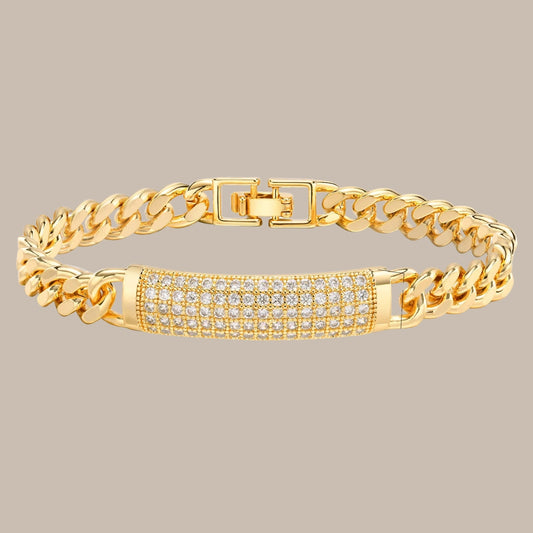 CZ Charm Cuban Chain Bracelet