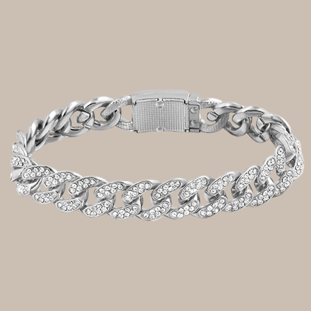 Full Rhinestone Prong Cuban Link Bracelet