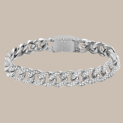 Full Rhinestone Prong Cuban Link Bracelet
