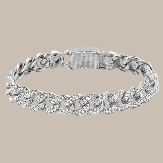 Full Rhinestone Prong Cuban Link Bracelet