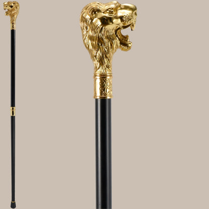 Gold Lion Head Walking Cane