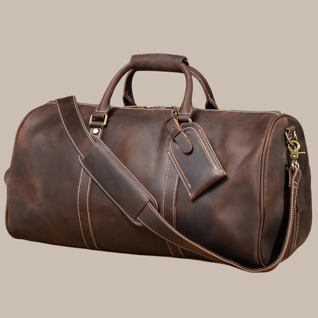 Men's Vintage Crazy Horse Leather Duffle