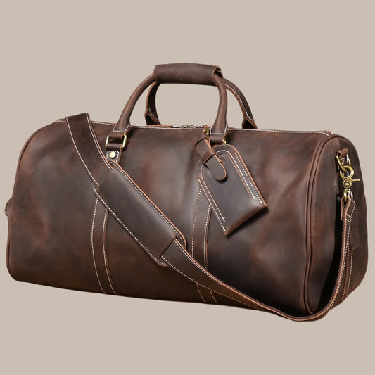 Men's Vintage Crazy Horse Leather Duffle