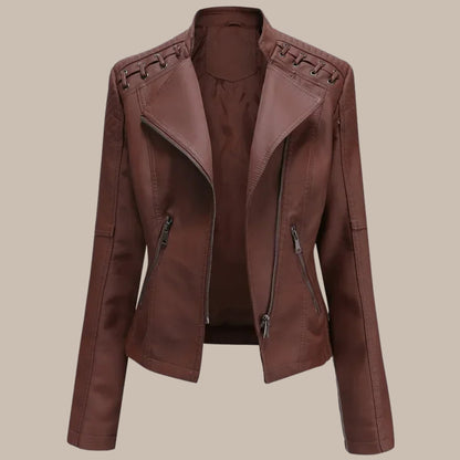 Women's Colorful Faux Leather Moto Jacket