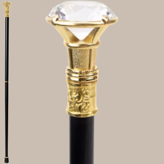 Gold Crystal Handle Cane