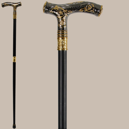 Black Gold Bear Carved Walking Cane