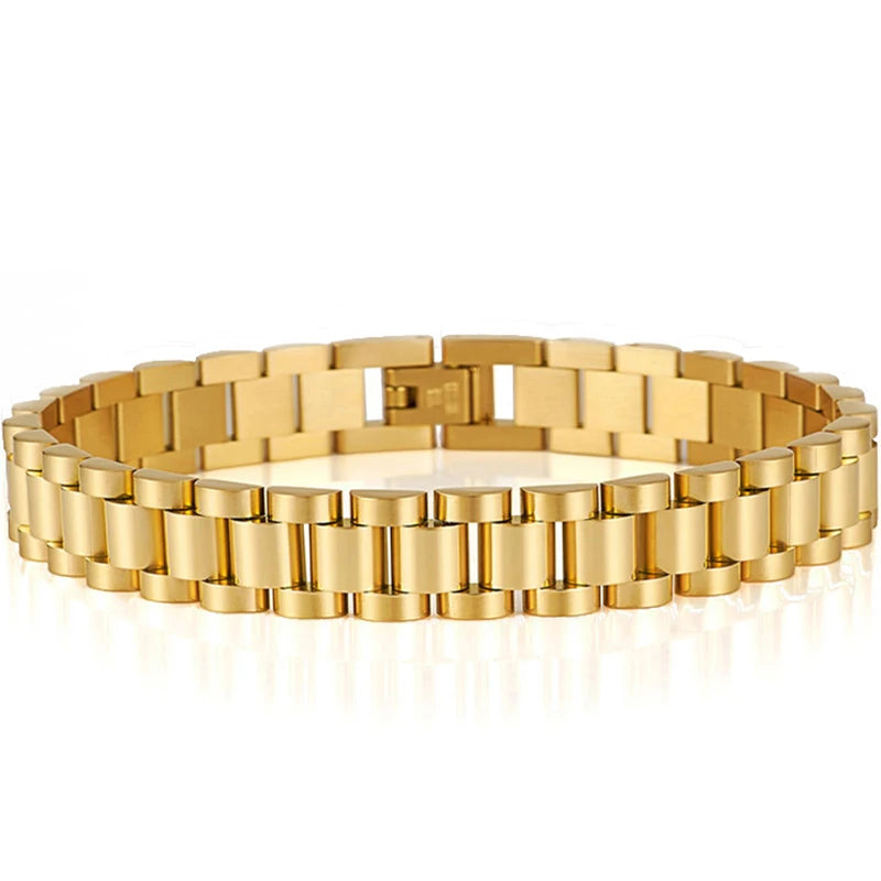 10mm Watchband-Style Stainless Steel Bracelet
