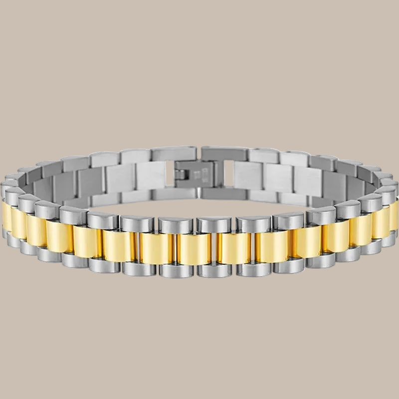 10mm Watchband-Style Stainless Steel Bracelet