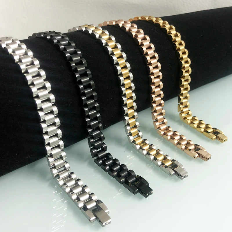 10mm Watchband-Style Stainless Steel Bracelet