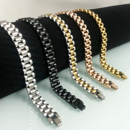 10mm Watchband-Style Stainless Steel Bracelet