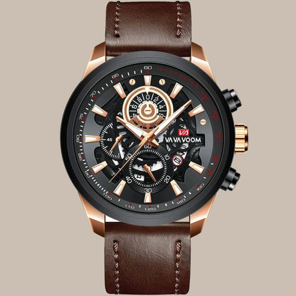 Men's Gold Dial 45mm Leather Watch