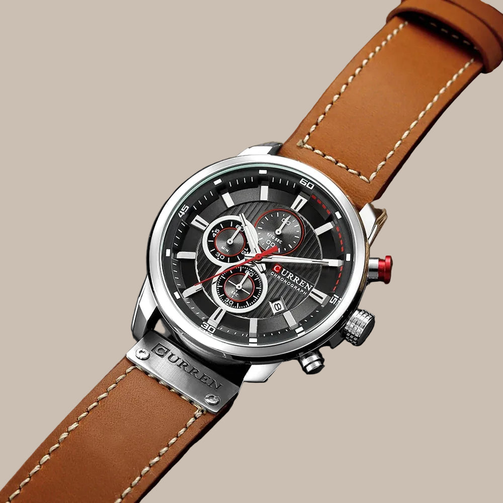 Men’s Leather Quartz Watch