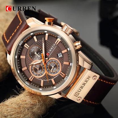 Men’s Leather Quartz Watch