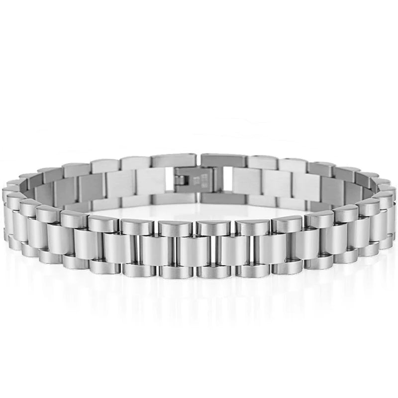 10mm Watchband-Style Stainless Steel Bracelet