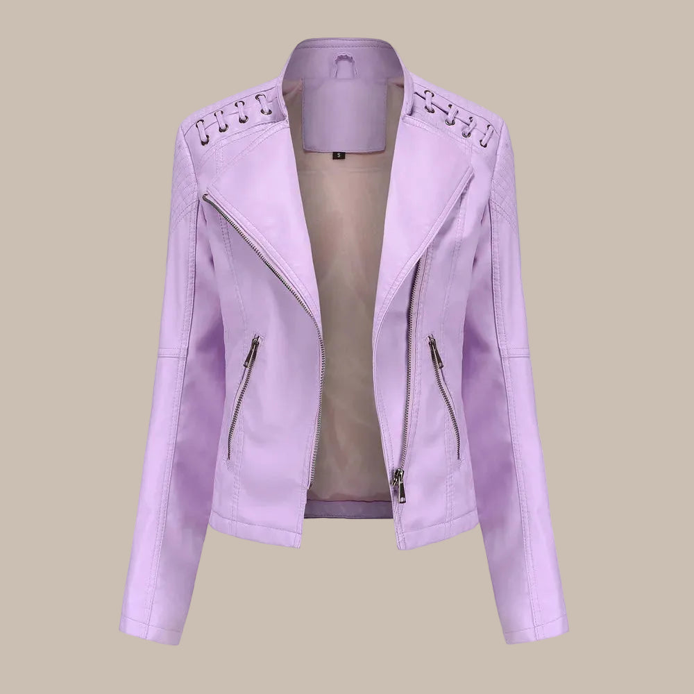 Women's Colorful Faux Leather Moto Jacket