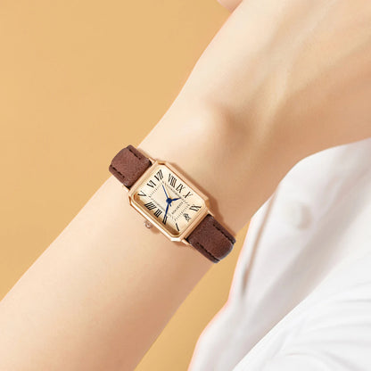 Square Leather Strap Watch