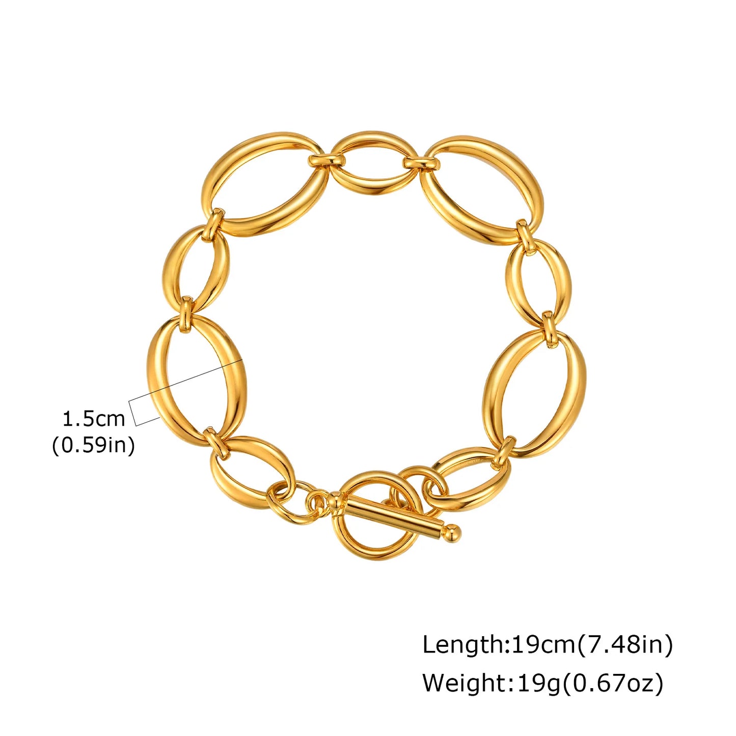 Gold-Tone Toggle Clasp Chain Bracelet