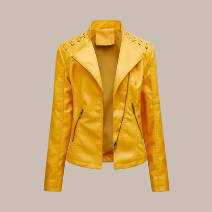 Women's Colorful Faux Leather Moto Jacket