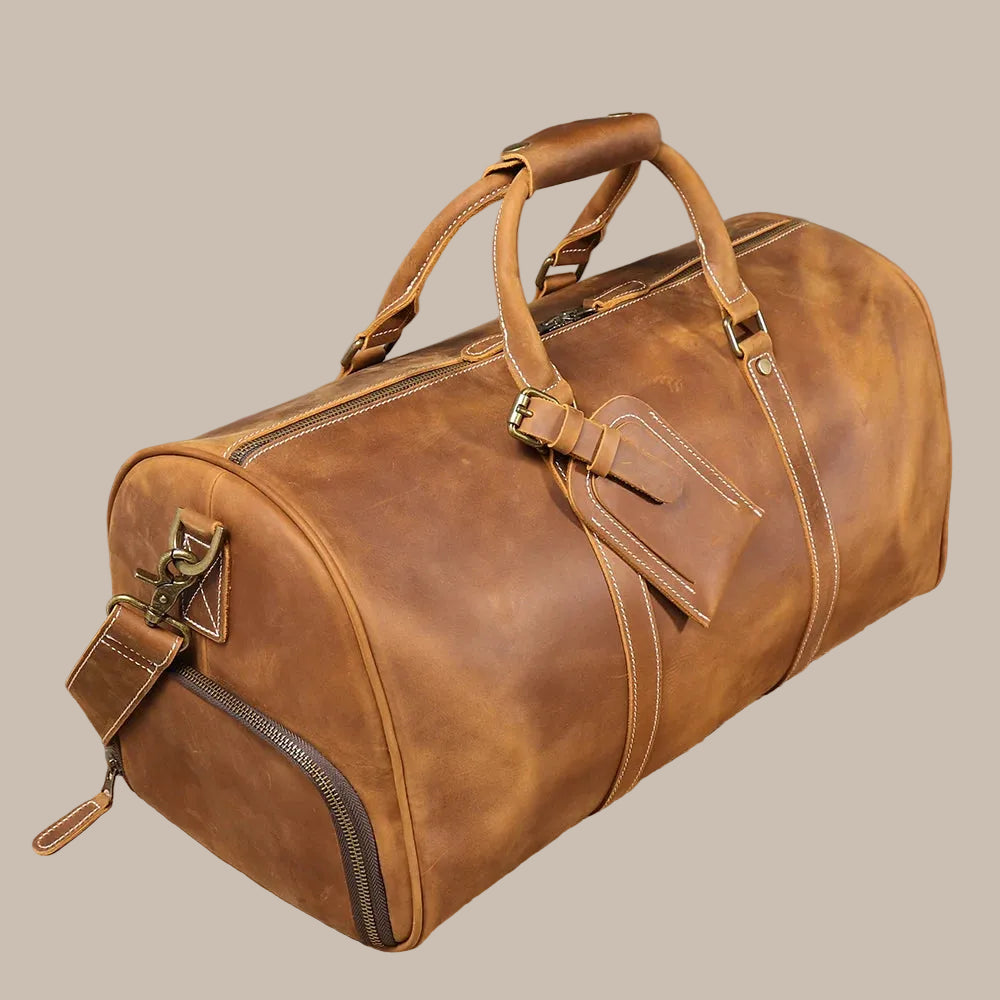 Men's Vintage Crazy Horse Leather Duffle