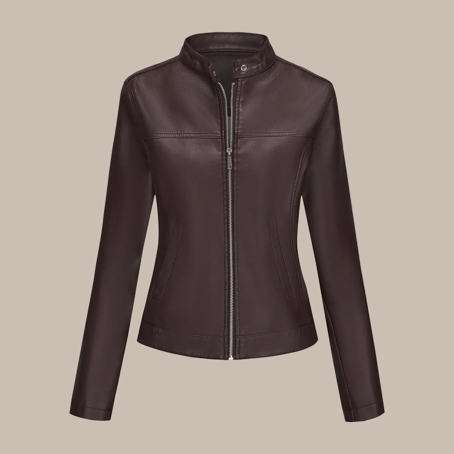 Women's Fitted Slim PU Jacket