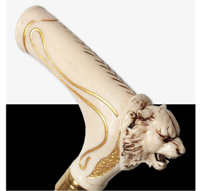 Tiger Head Wooden Walking Cane