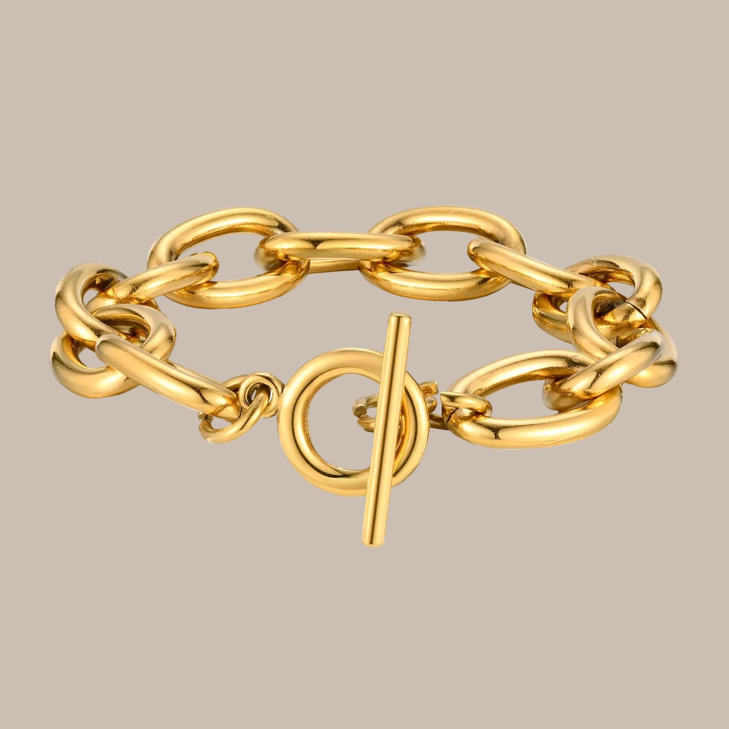 Gold-Tone Toggle Clasp Chain Bracelet