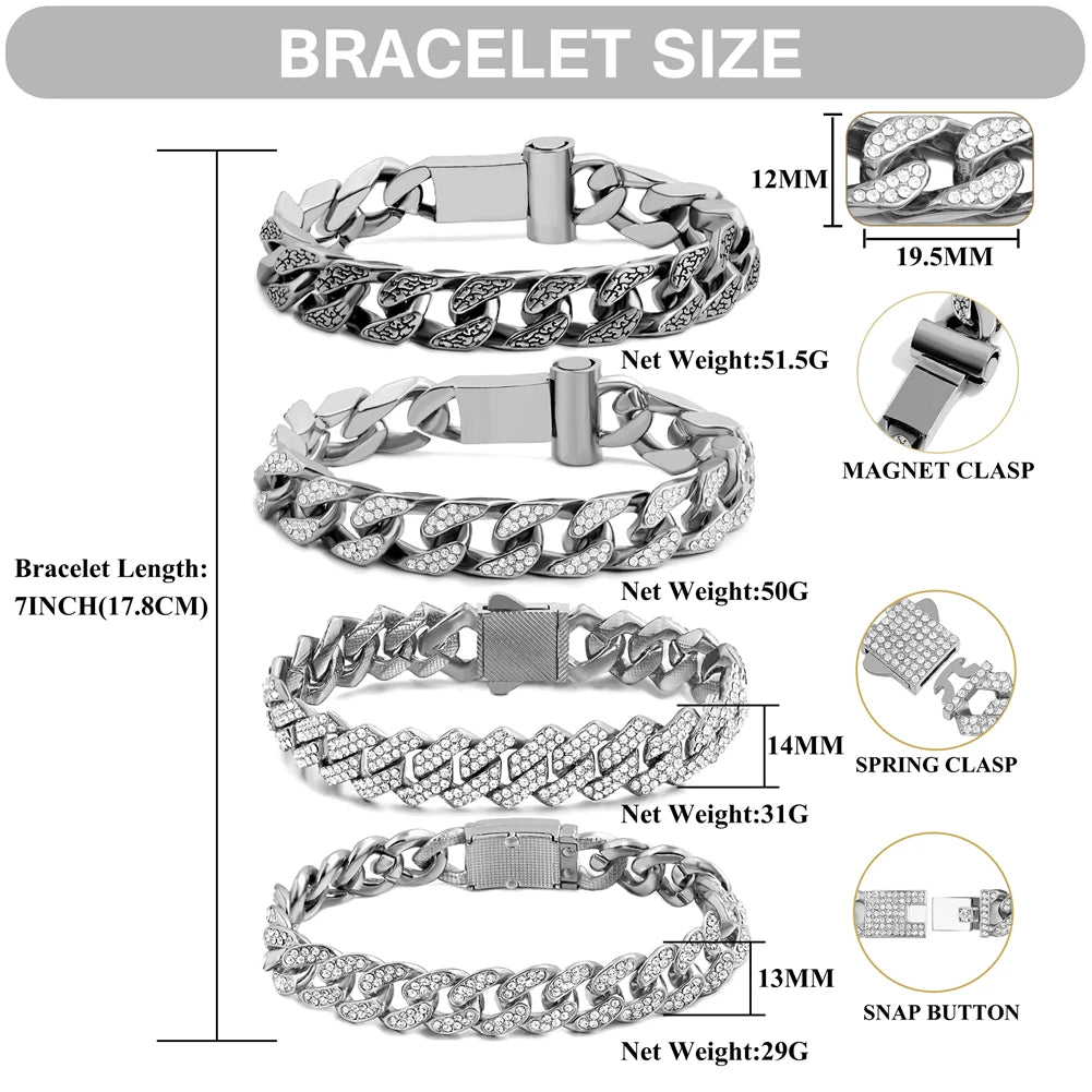 Full Rhinestone Prong Cuban Link Bracelet