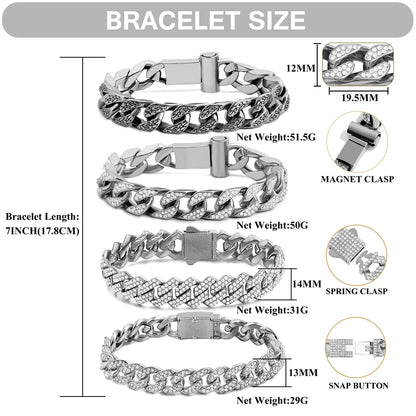 Full Rhinestone Prong Cuban Link Bracelet