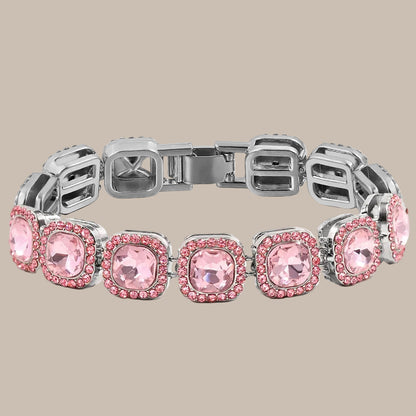 Rhinestone Paved Heart Cuban Chain Bracelet