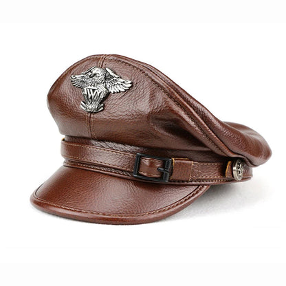 Retro Military Leather Cap