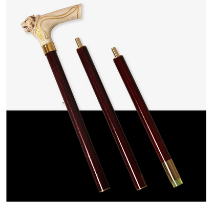 Tiger Head Wooden Walking Cane