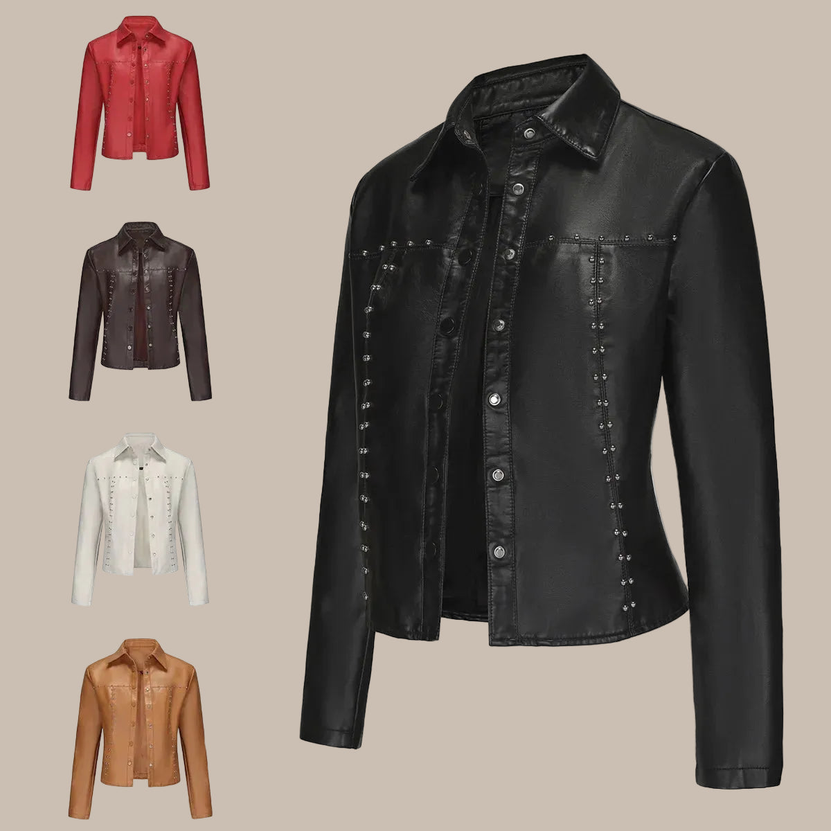 Stylish Rivet Leather Jacket
