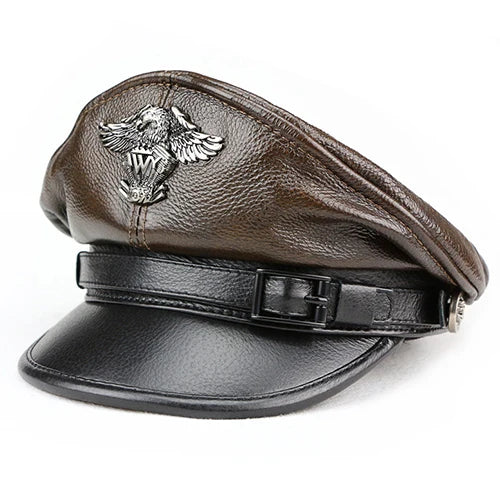 Retro Military Leather Cap