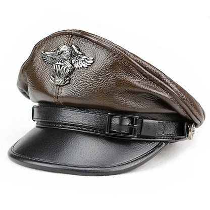 Retro Military Leather Cap