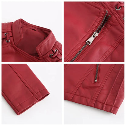 Women's Colorful Faux Leather Moto Jacket