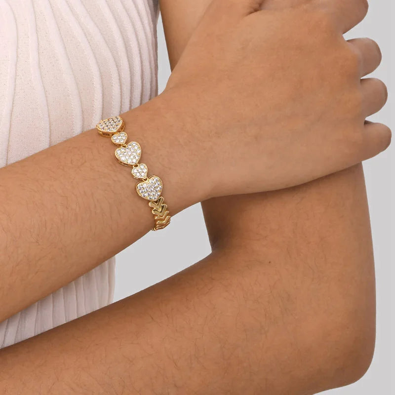 CZ Love Charm Chain Bracelet