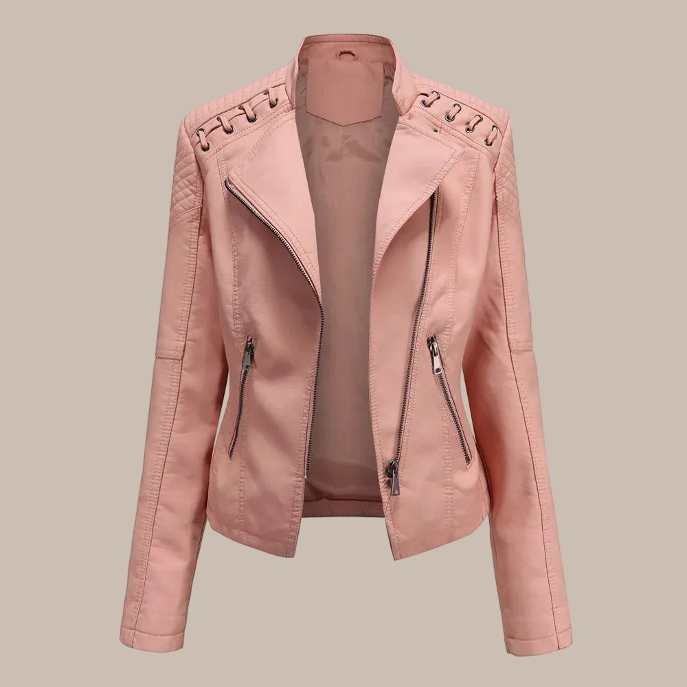 Women's Colorful Faux Leather Moto Jacket